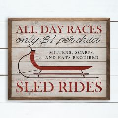 Winter Sled Rides Ad Wall Sign