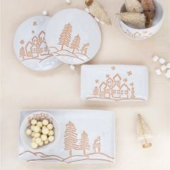 Winter Village 3 Piece Stoneware Serving Set