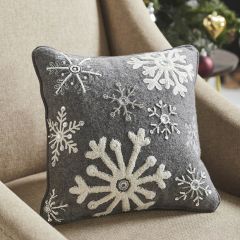 Winter Wonderland Grey Snowflake Accent Pillow