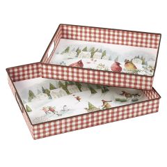 Winter Wonderland Metal Tray Set of 2