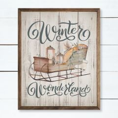 Winter Wonderland Sleigh Whitewash Wall Decor