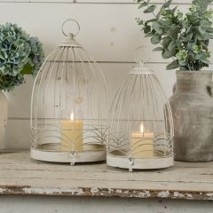 Wire Birdcage Dome Candle Lantern Set of 2