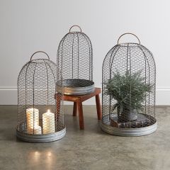 Wire Mesh Cloche With Base Set of 3