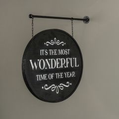 Wonderful Time of the Year Round Hanging Wooden Sign