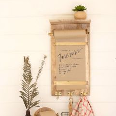 Wood and Brass Note Roll With Hooks