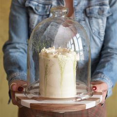 2 Piece Wood and Marble Base Glass Top Cloche