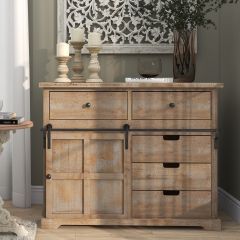 Wood and Metal Cabinet With Sliding Door