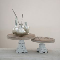 Wood and Metal Decorative Pedestal Set of 2