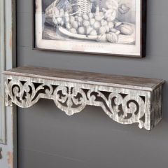 Wood And Metal Filagree Wall Shelf