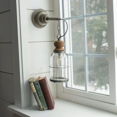 Wood and Metal Hanging LED Lantern Set of 2