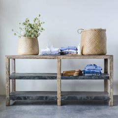 Wood and Metal Open Shelf Sideboard