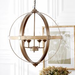 Wood Band Sphere Chandelier