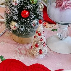 Wood Base Decorated Bottlebrush Trees Set of 3