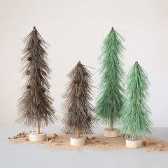 Wood Base Pine Bottle Brush Tree
