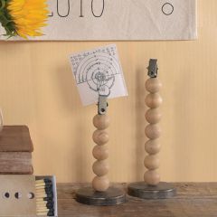 Wood Bead Clip Card Holder