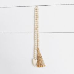 Wood Bead Heart Tassel Garland