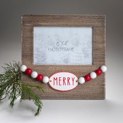 Wood Bead Merry Photo Frame