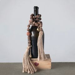 Wood Beads and Bells Tasseled Garland Set of 2