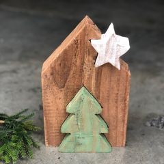 Wood Block Tabletop Christmas Decor Set of 2