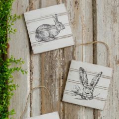 Wood Bunny Ornament Set of 4