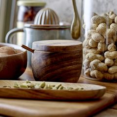 Wood Canister With Spoon