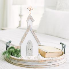 Wood Church With Cross Steeple