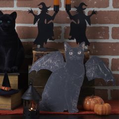 Wood Cut Out Bat Cat On Easel Stand
