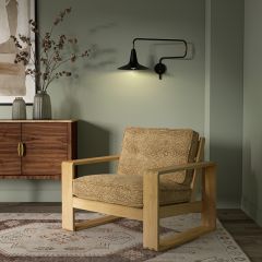 Wood Framed Cushioned Lounge Chair Brown | SHIPS FREE