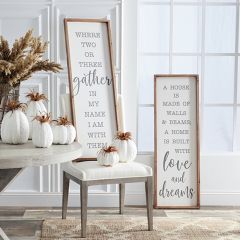 Wood Framed Inspirational Linen Signs Set of 2