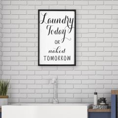 Wood Framed Laundry Today Wall Decor