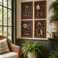 Wood Framed Leaf Botanical Wall Art Set of 4