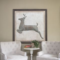 Wood Framed Metal Deer Wall Decor