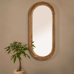 Wood Framed Oval Wall Mirror
