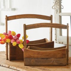Wood Handled Crates Set of 2