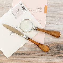 Wood Handled Opener and Magnifying Glass