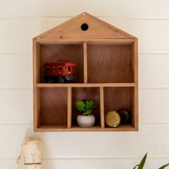 Wood House Knick Knack Wall Shelf