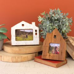 Wood House Photo Frame Set of 2