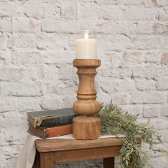 Wood Pedestal Candlestick