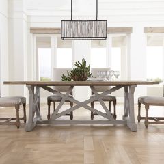 Wood Plank Trestle Base Dining Table
