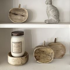 Wood Pumpkin Shaped Bowl