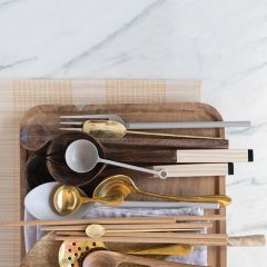 Wood Salad Servers In Drawstring Bag