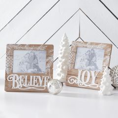 Wood Slat Farmhouse Holiday Photo Frames Set of 2
