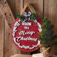 Wood Slat Ornament Sign With Burlap Hanger