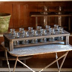 Wood Stand With 12 Bottle Vases