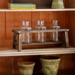 Wood Stand With 3 Bottle Vases