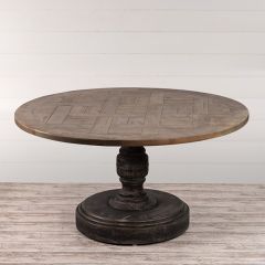 Wood Top Farmhouse Pedestal Table 60 Inch