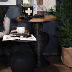 Wood Top Farmhouse Pedestal Table