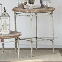 Wood Topped Round Accent Table