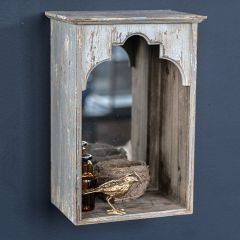Wood Wall Niche Shelf With Mirror