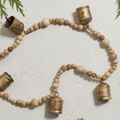 Wooden Bead and Gold Bell Garland